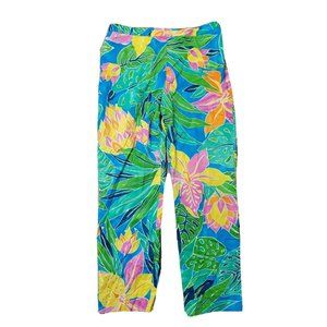 Lauren Ralph Lauren Women 8 Bright Floral Pant Flat Front Side Zip Stretch Ankle